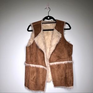 Faux Fur Tan/Brown Hollister Vest, Size L
